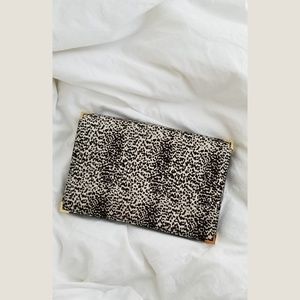 Faux Leopard Skin Box Clutch with Gold Hardware